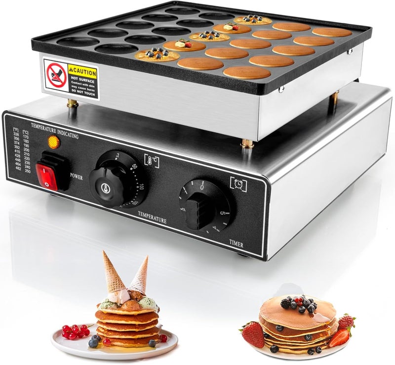 GDDGHS 25PCS Mini Pancakes Maker Machine, 110V 950W Electric Mini Pancake Maker Commercial Mini Dutch Pancake Maker, Non-stick Small Pancake Maker Mini hotcakes machine for Home Restaurant Business - Image 1